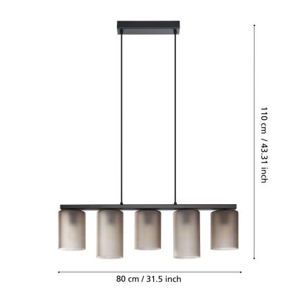 Eglo - Lámpara colgante COLOMERA 5xE27/40W/230V gris