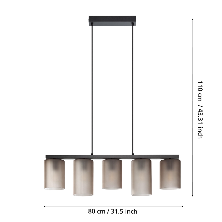 Eglo - Lámpara colgante COLOMERA 5xE27/40W/230V gris