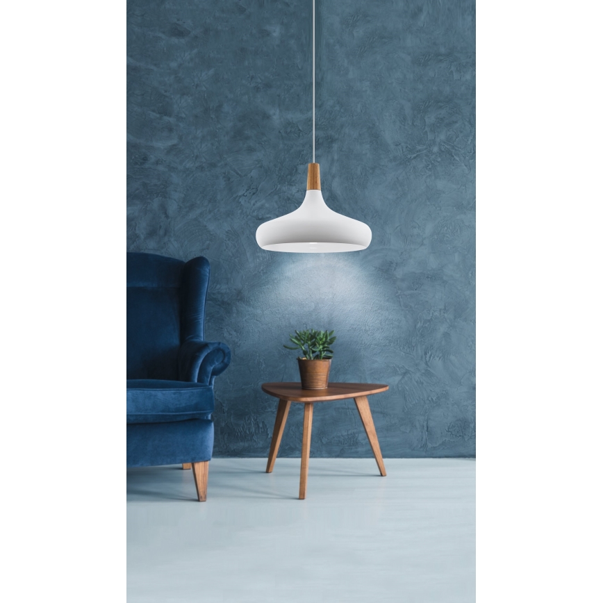 Eglo - Lámpara colgante 1xE27/40W/230V diá. 40 cm blanco
