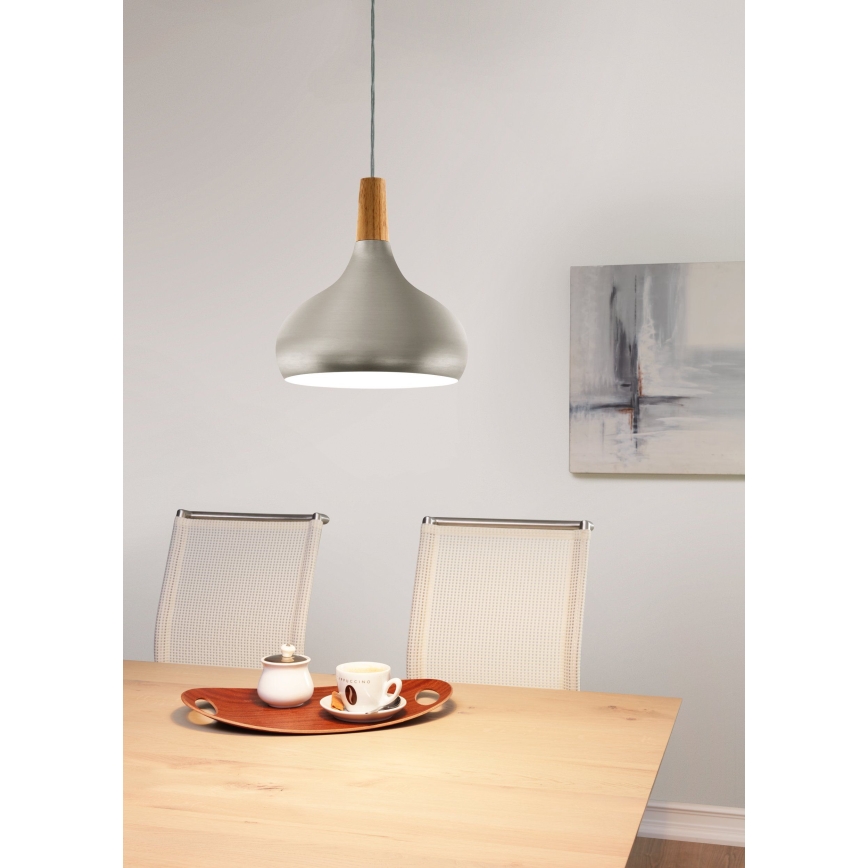 Eglo - Lámpara colgante 1xE27/60W/230V diá. 28 cm plata - FSC Certificado