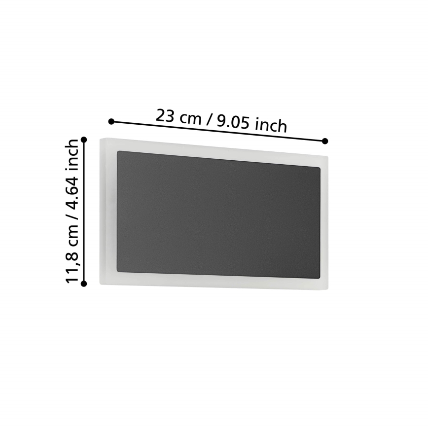 Eglo - Aplique LED LED/12W/230V 3000K 12x23 cm negro