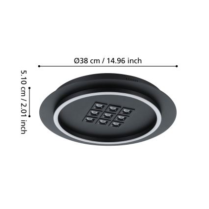 Eglo - Plafón LED regulable LED/21,4W/230V 2700-6500K negro + control remoto