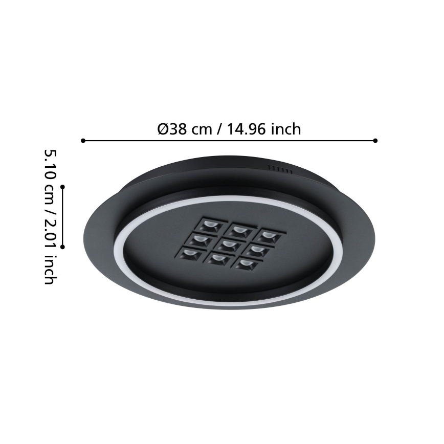 Eglo - Plafón LED regulable LED/21,4W/230V 2700-6500K negro + control remoto