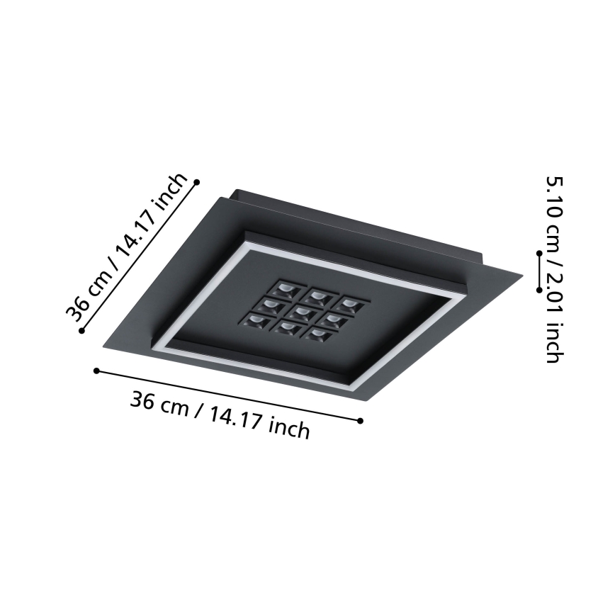 Eglo - Plafón LED regulable LED/21,4W/230V 2700-6500K negro + control remoto