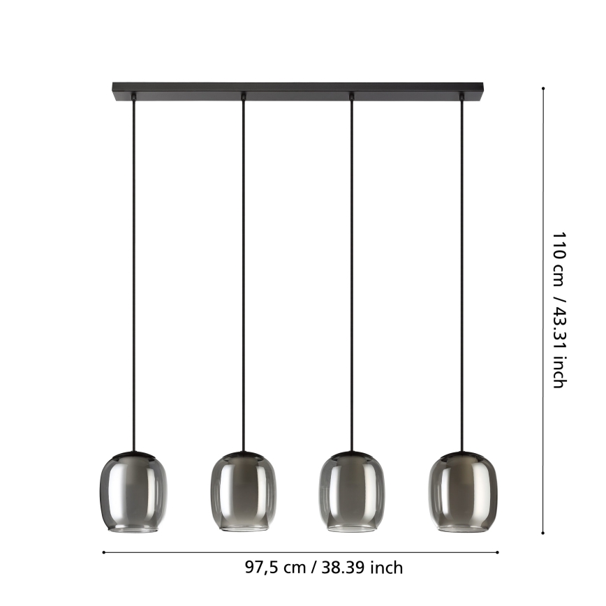 Eglo - Lámpara colgante 4xE27/28W/230V gris