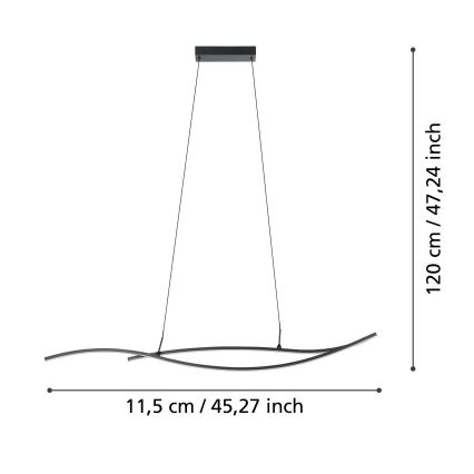 Eglo - Lámpara LED colgante LED/20W/230V 4000K negro