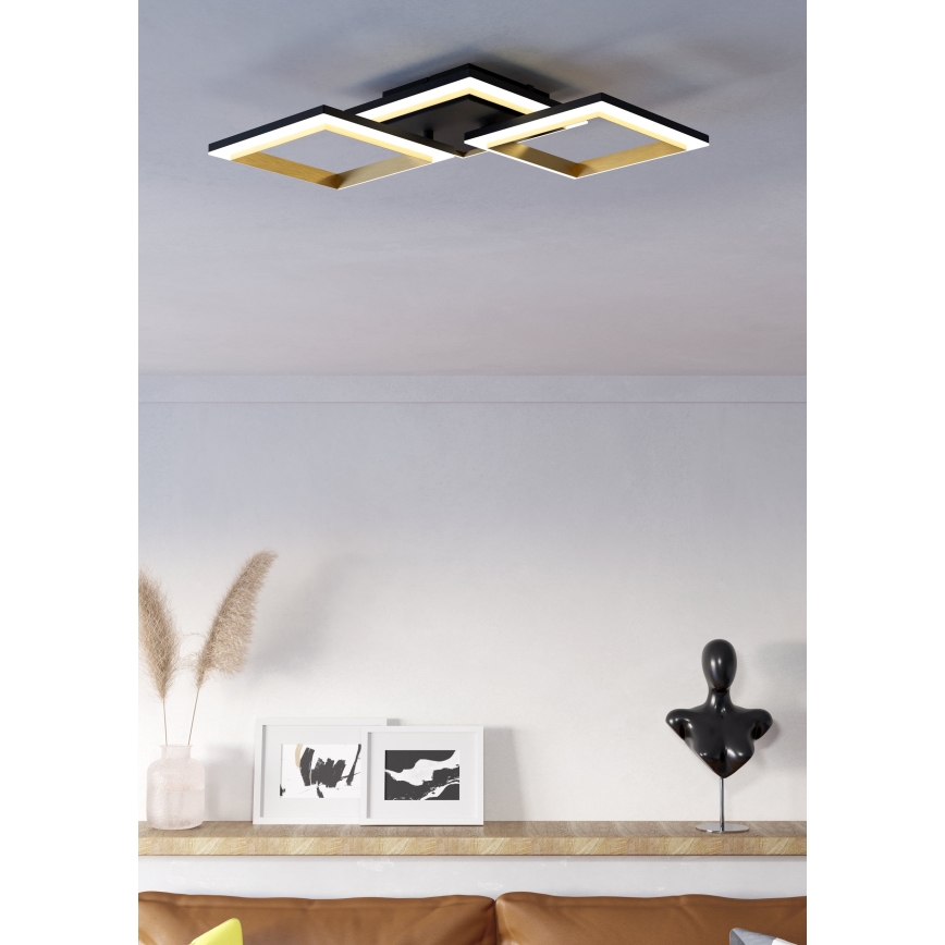 Eglo - Plafón LED regulable LED/20W/230V 4000K negro/dorado