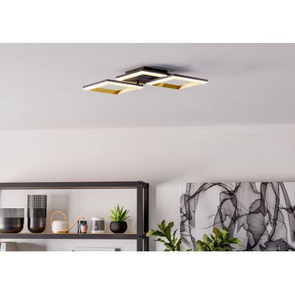 Eglo - Plafón LED regulable LED/20W/230V 4000K negro/dorado