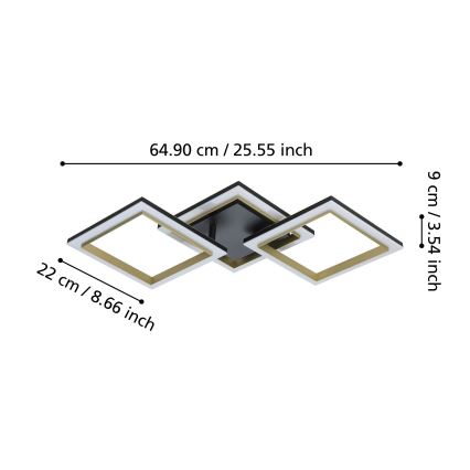 Eglo - Plafón LED regulable LED/20W/230V 4000K negro/dorado