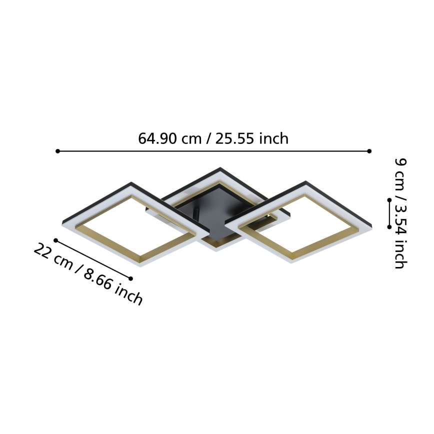 Eglo - Plafón LED regulable LED/20W/230V 4000K negro/dorado