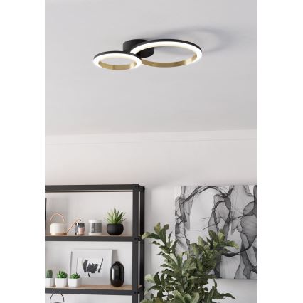 Eglo - Plafón LED regulable LED/12W/230V 4000K negro/dorado