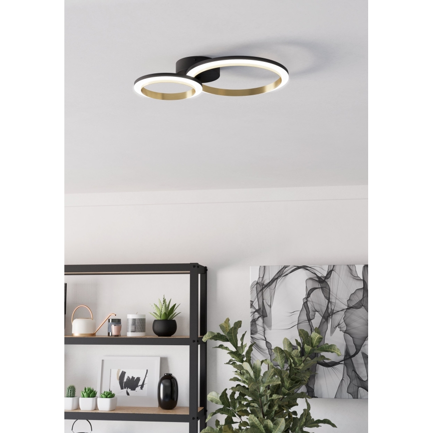 Eglo - Plafón LED regulable LED/12W/230V 4000K negro/dorado