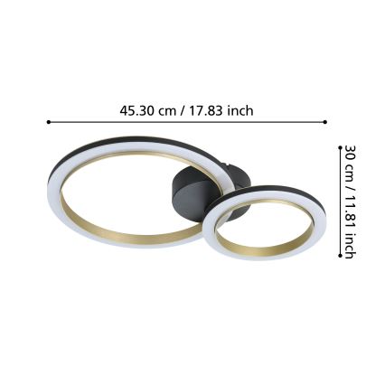 Eglo - Plafón LED regulable LED/12W/230V 4000K negro/dorado