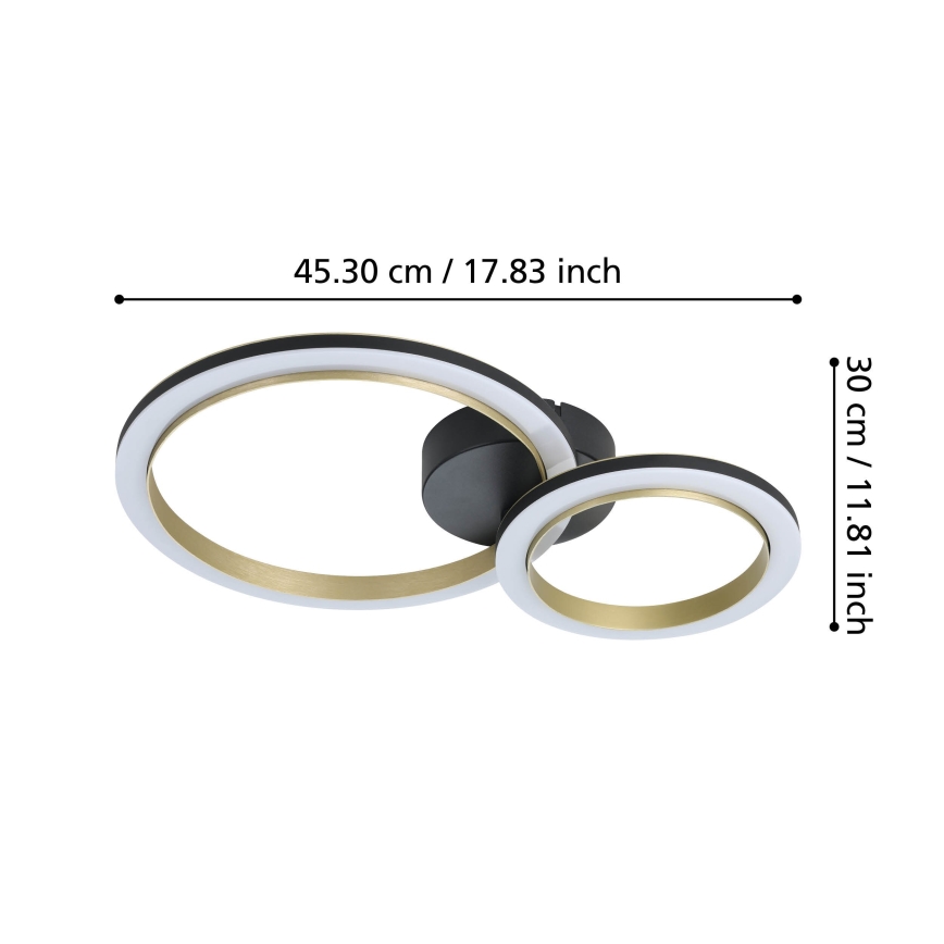 Eglo - Plafón LED regulable LED/12W/230V 4000K negro/dorado