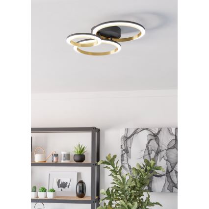 Eglo - Plafón LED regulable LED/20W/230V 4000K negro/dorado