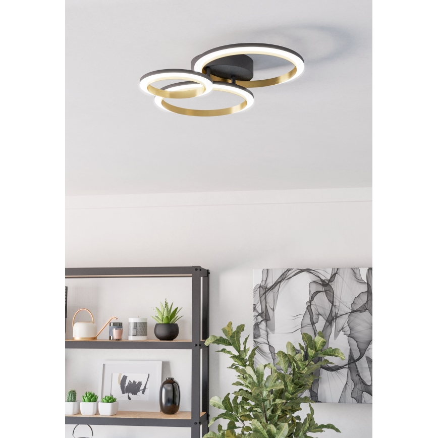 Eglo - Plafón LED regulable LED/20W/230V 4000K negro/dorado