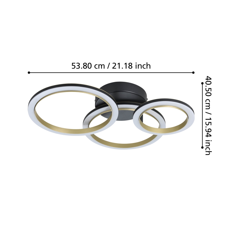 Eglo - Plafón LED regulable LED/20W/230V 4000K negro/dorado