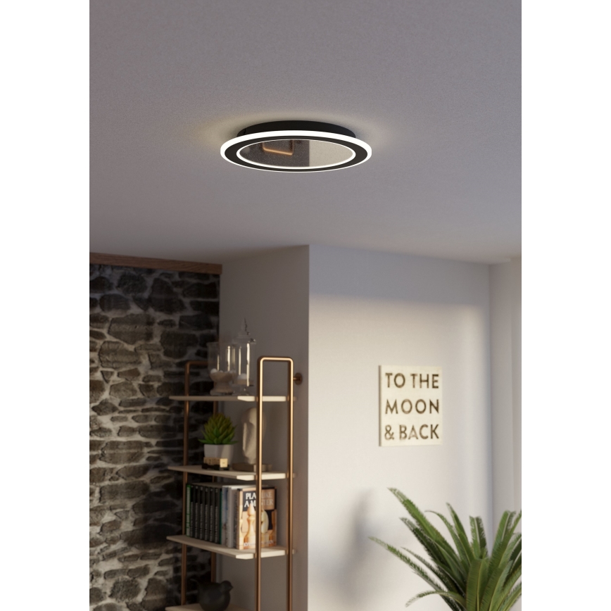 Eglo - Plafón LED regulable LED/20W/230V 2700-6500K negro + control remoto