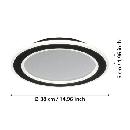 Eglo - Plafón LED regulable LED/20W/230V 2700-6500K negro + control remoto