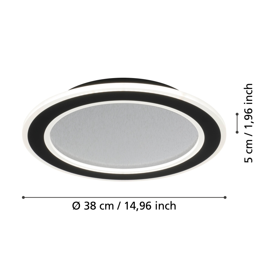 Eglo - Plafón LED regulable LED/20W/230V 2700-6500K negro + control remoto