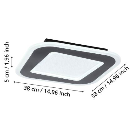 Eglo - Plafón LED regulable LED/20W/230V 2700-6500K negro + control remoto