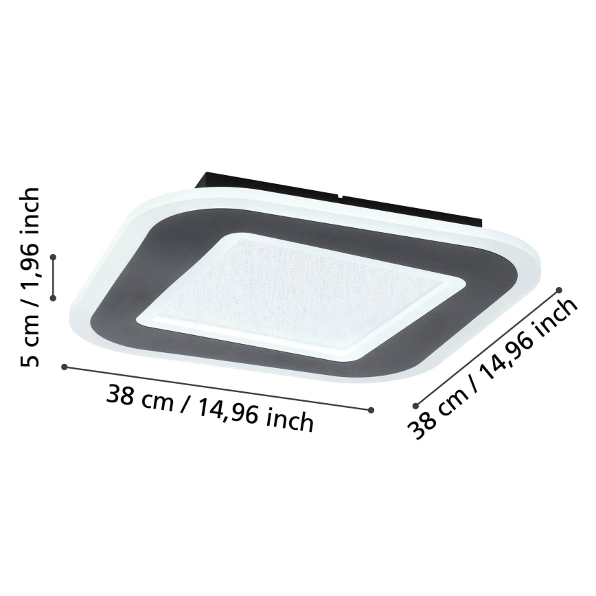 Eglo - Plafón LED regulable LED/20W/230V 2700-6500K negro + control remoto