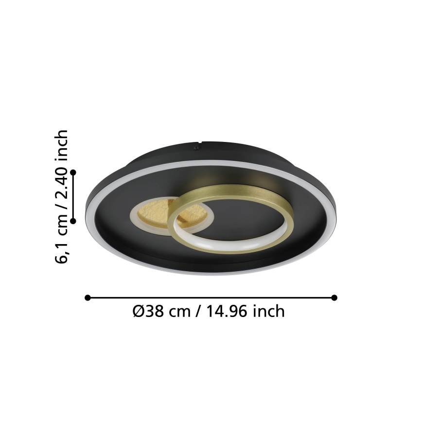 Eglo - Plafón LED 1xLED/14W/230V + 1xLED/8,5W diá. 38 cm negro/dorado