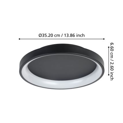 Eglo - Plafón LED regulable LED/12W/230V 2700-6500K negro + control remoto