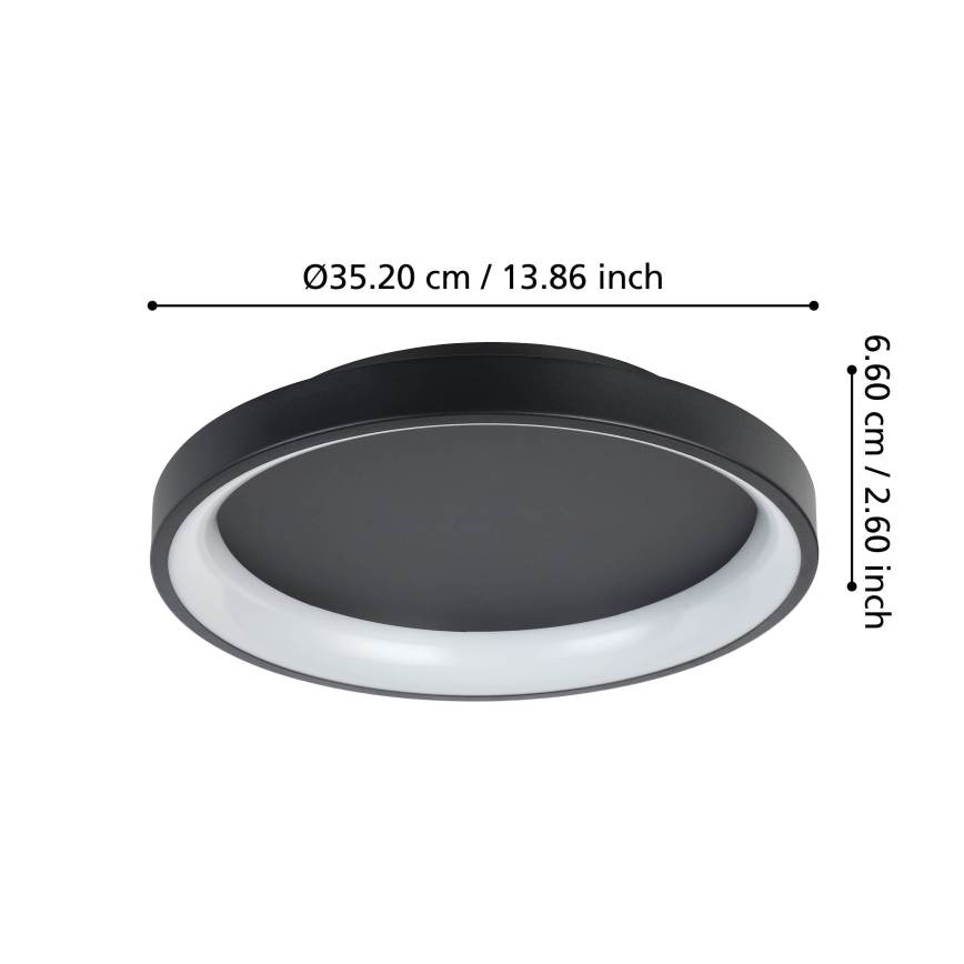 Eglo - Plafón LED regulable LED/12W/230V 2700-6500K negro + control remoto