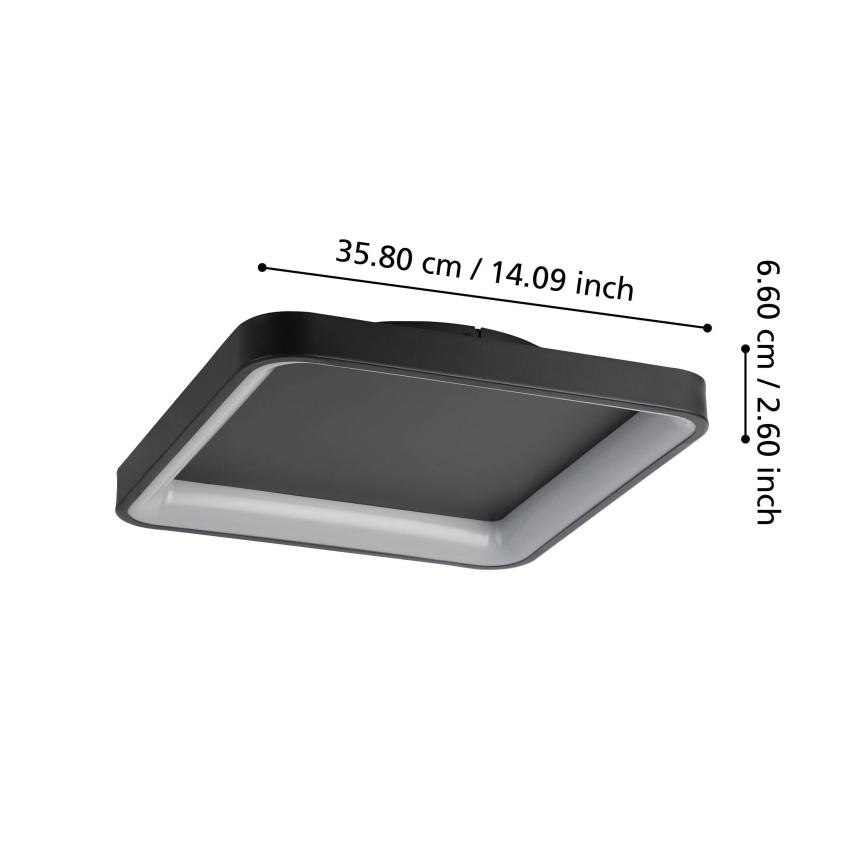 Eglo - Plafón LED regulable LED/12W/230V 2700-6500K negro + control remoto