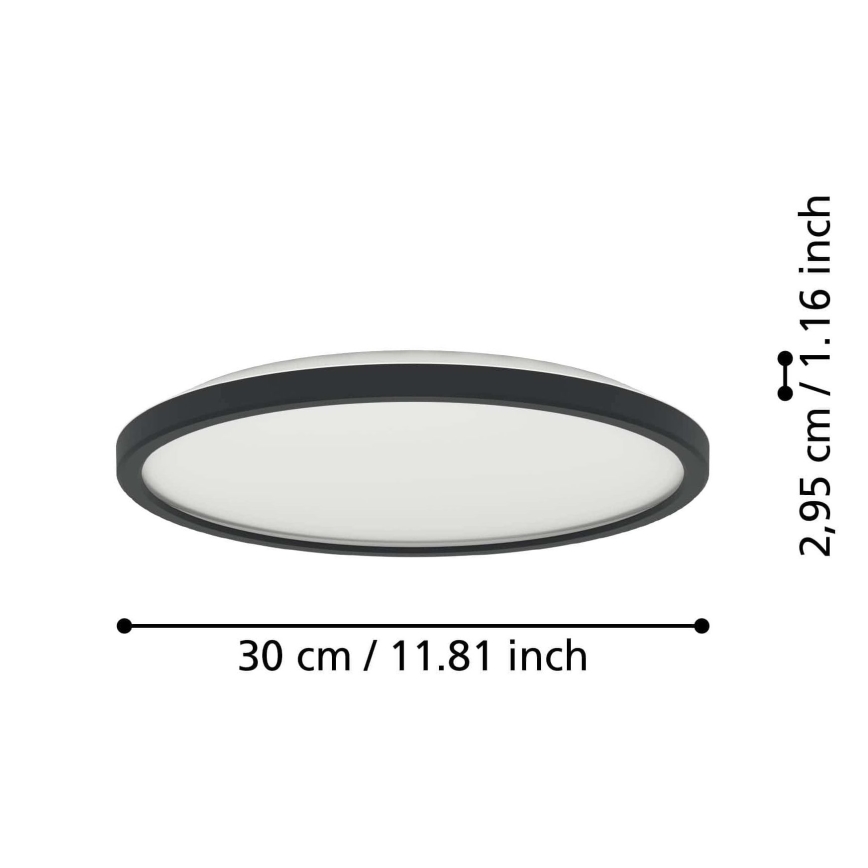 Eglo - Plafón LED de baño LED/13,9W/230V 2700/4000/6500K diá. 30 cm IP44 negro