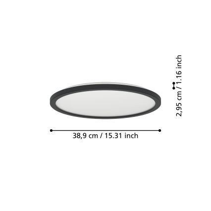 Eglo - Plafón LED de baño LED/18,5W/230V 2700K/4000K/6500K diá. 38,9 cm IP44 negro