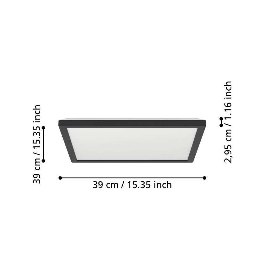 Eglo - Plafón LED de baño LED/17,6W/230V 2700/4000/6500K 39x39 cm IP44 negro