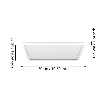 Eglo - Plafón LED de baño LED/17W/230V 2700/4000/6500K 50x50 cm IP44 blanco