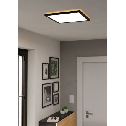 Eglo - Luz de techo LED regulable para baño LED/17,6W/230V 2700-6500K 39x39 cm IP44 negro + control remoto