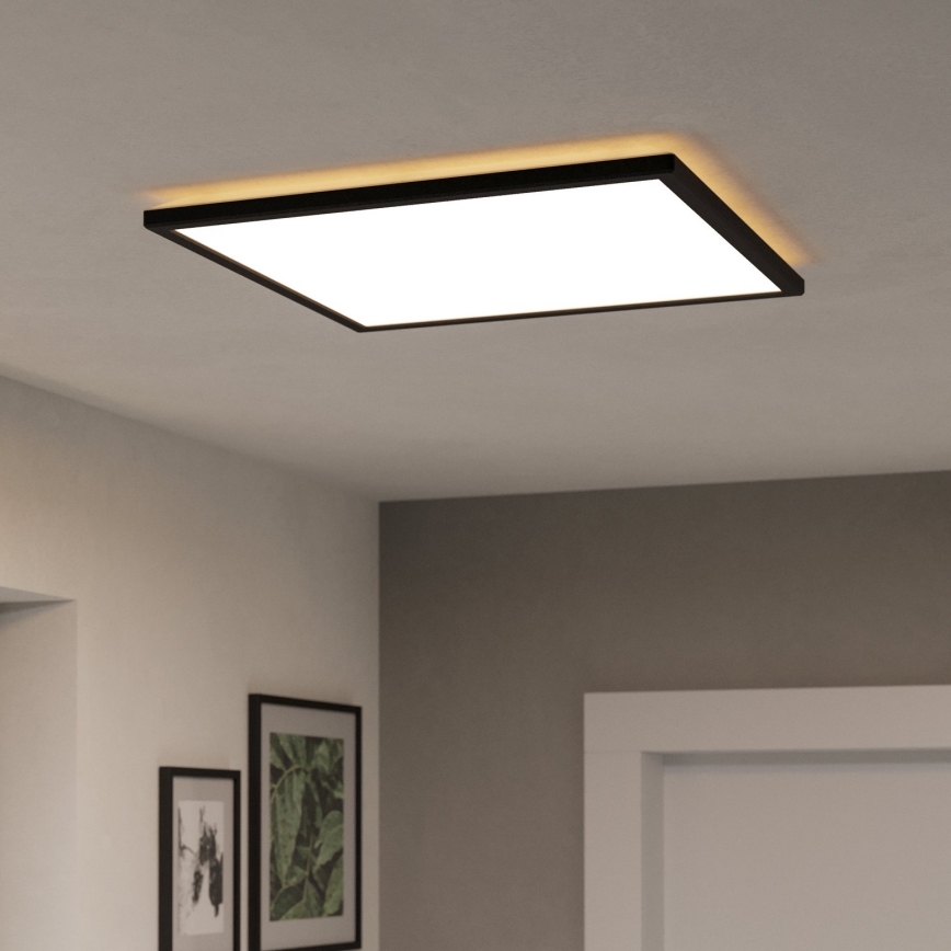 Eglo 901457 - Luz de techo LED regulable para baño LED/17W/230V 2700-6500K 50x50 cm IP44 negro + control remoto