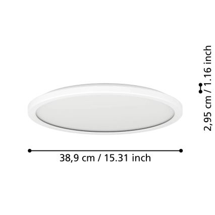 Eglo - Luz de techo LED regulable para baño LED/18,5W/230V 2700-6500K diá. 38,9 cm IP44 blanco + control remoto