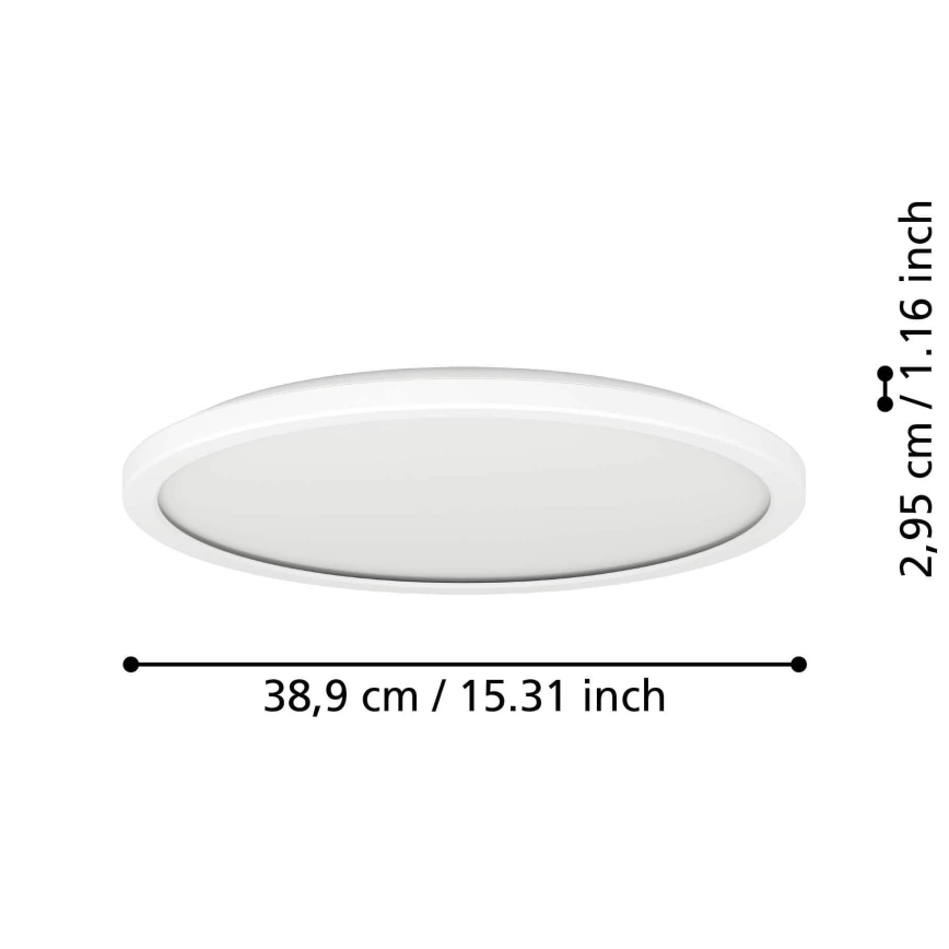 Eglo - Luz de techo LED regulable para baño LED/18,5W/230V 2700-6500K diá. 38,9 cm IP44 blanco + control remoto