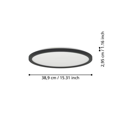 Eglo - LED RGBW Plafón regulable para el baño LED/18,5W/230V 2700-6500K pr.38,9cm IP44 negro ZigBee