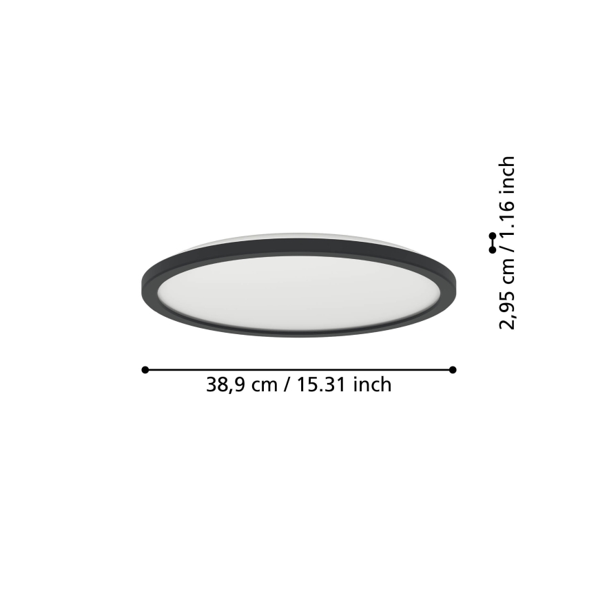 Eglo - LED RGBW Plafón regulable para el baño LED/18,5W/230V 2700-6500K pr.38,9cm IP44 negro ZigBee