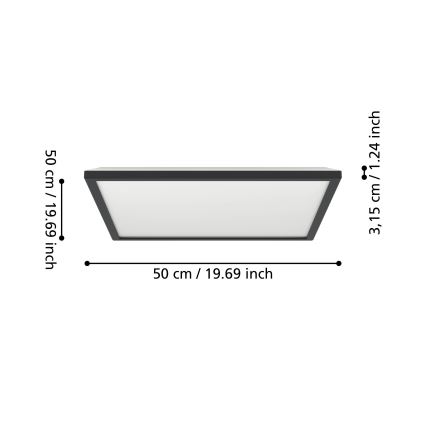Eglo - LED RGBW Plafón regulable para el baño LED/17W/230V 2700-6500K 50x50cm IP44 negro ZigBee