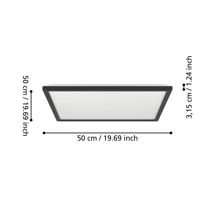 Eglo - LED RGBW Plafón regulable para el baño LED/17W/230V 2700-6500K 50x50cm IP44 negro ZigBee