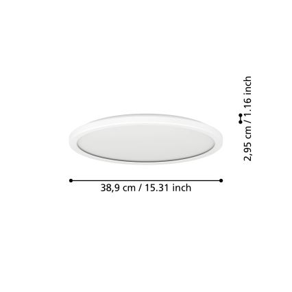 Eglo - LED RGBW Plafón regulable para el baño LED/18,5W/230V 2700-6500K diá. 38,9cm IP44 blanco ZigBee
