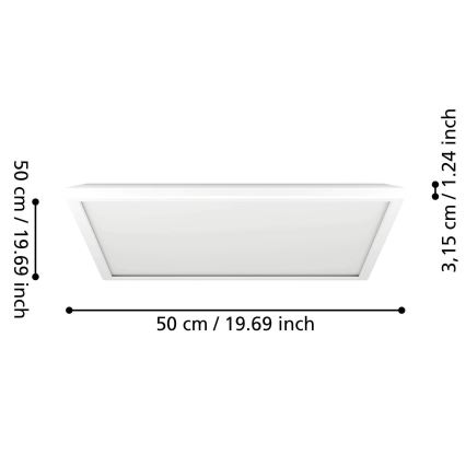 Eglo - LED RGBW Plafón regulable para el baño LED/17W/230V 2700-6500K 50x50 cm IP44 blanco ZigBee