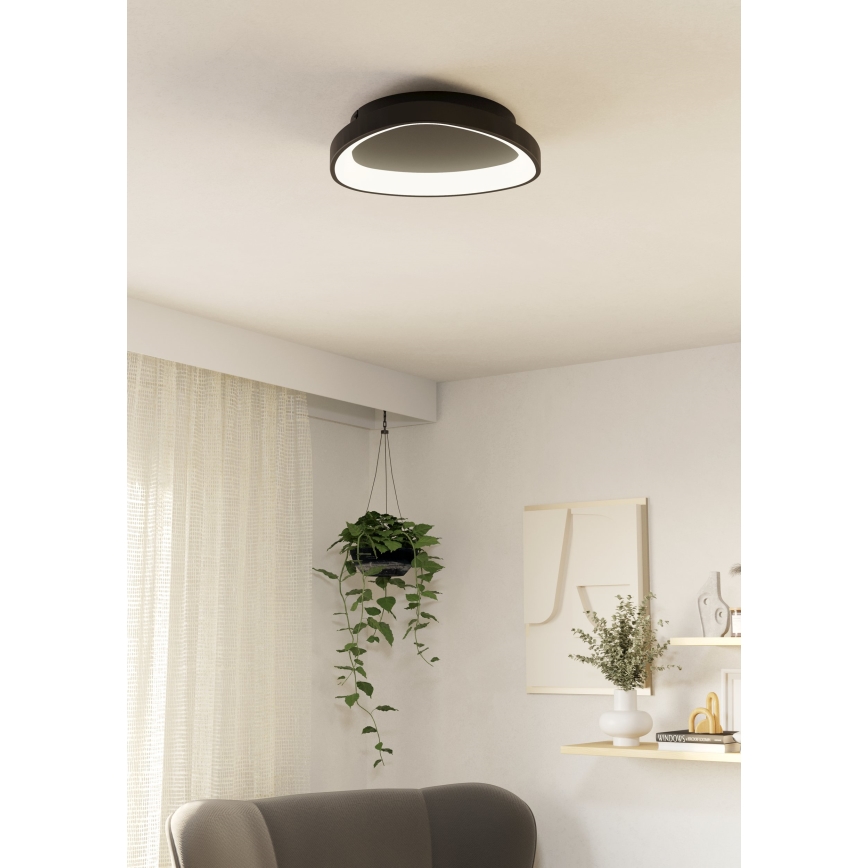 Eglo - Plafón LED regulable LED/12W/230V 2700-6500K negro + control remoto