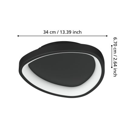 Eglo - Plafón LED regulable LED/12W/230V 2700-6500K negro + control remoto