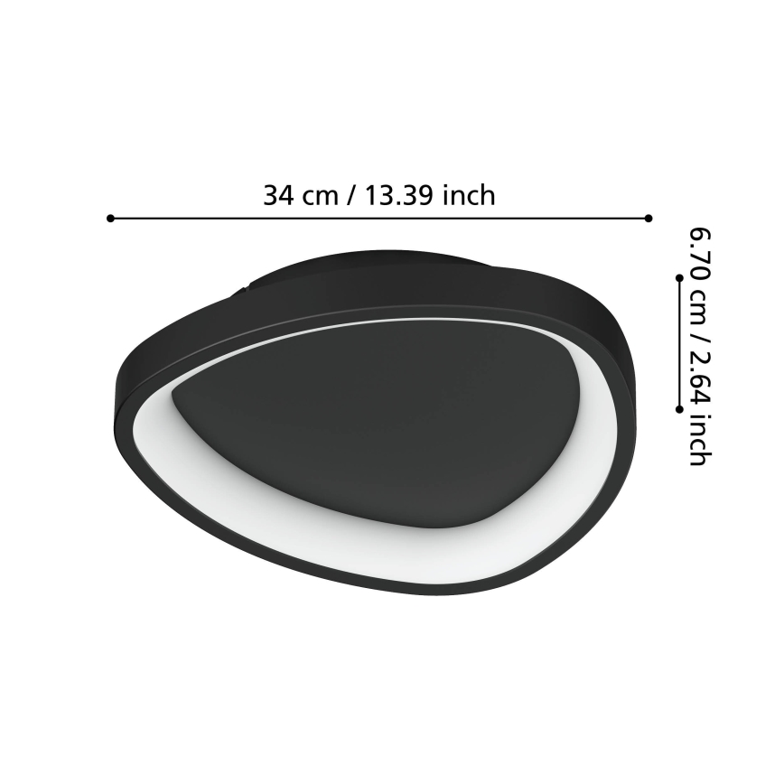 Eglo - Plafón LED regulable LED/12W/230V 2700-6500K negro + control remoto