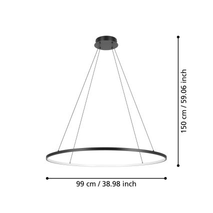 Eglo - Lámpara de araña LED regulable LED/40W/230V 2700-6500K negro + control remoto