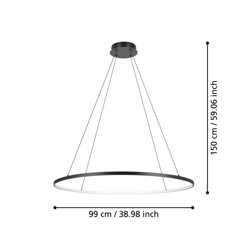 Eglo - Lámpara de araña LED regulable LED/40W/230V 2700-6500K negro + control remoto