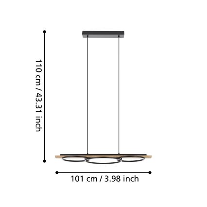 Eglo - Lámpara de araña LED regulable 2xLED/12,5W/230V+1xLED/15,5W 3000K beige/negro